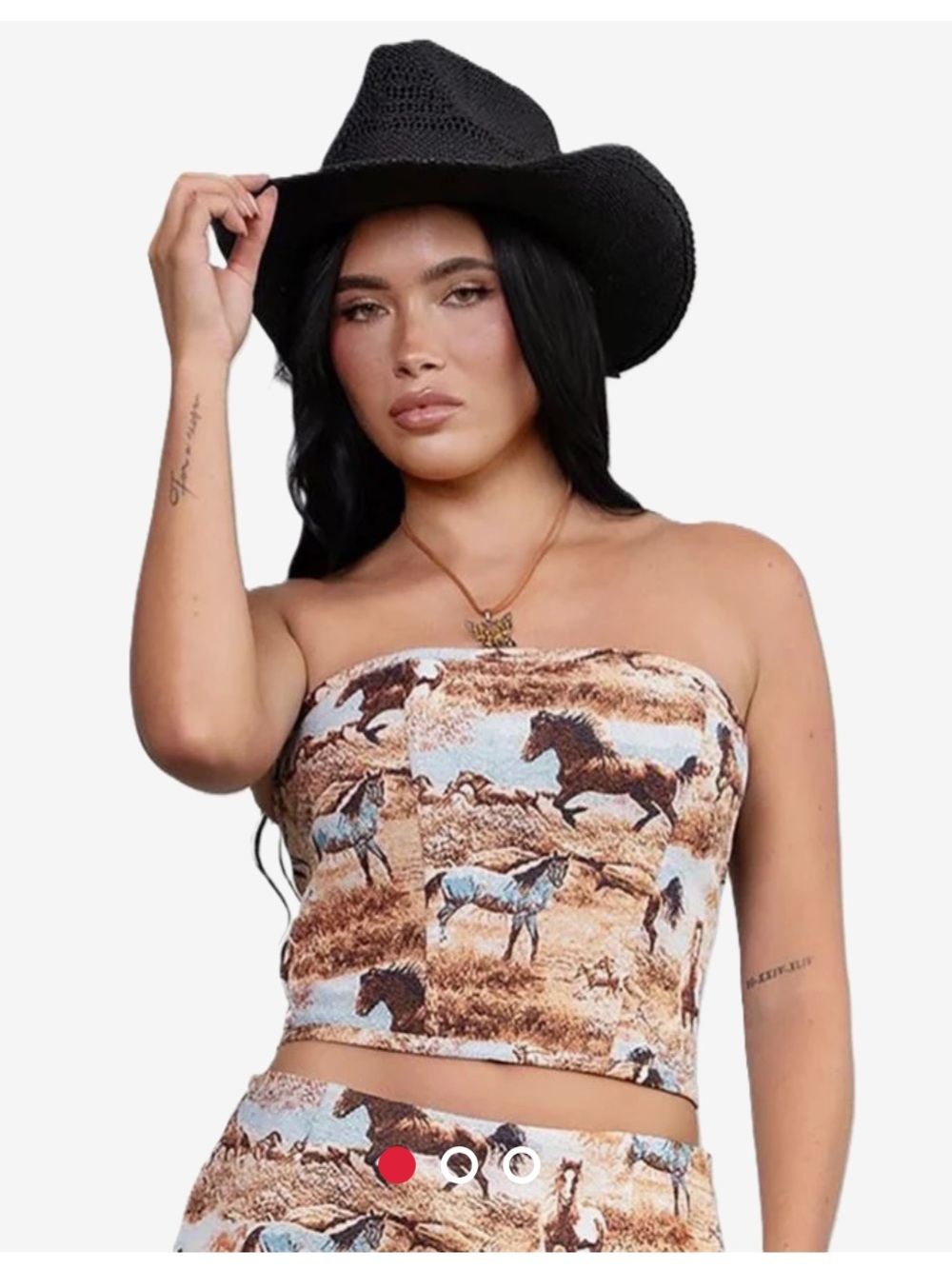 NWT blue b Women’s Horse-Print Crop Top in Brown and Blue